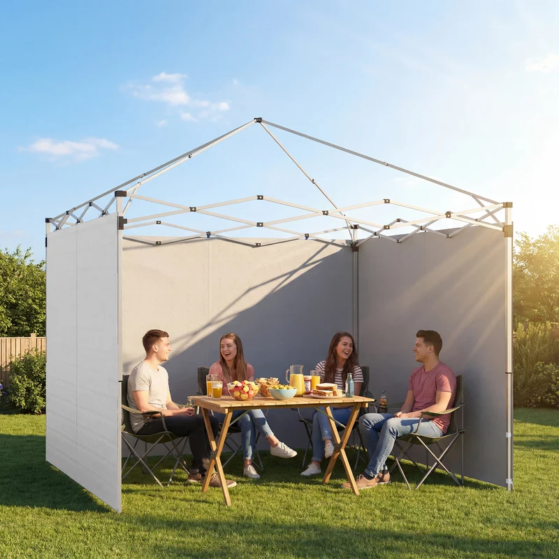 Outsunny 3 Paredes Laterales para Carpas de 3x3 m, Paredes Laterales de Repuesto para Cenador de Tela Oxford 210D con Cremallera, para Fiestas, 300x200 cm, Blanco