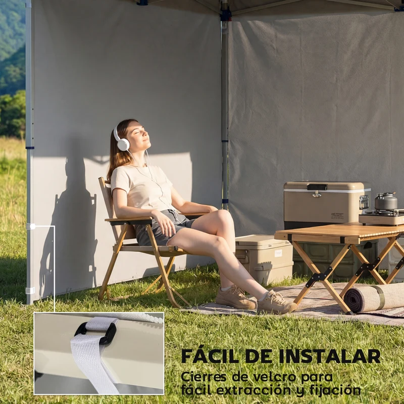 Outsunny 3 Paredes Laterales para Carpas de 3x3 m, Paredes Laterales de Repuesto para Cenador de Tela Oxford 210D con Cremallera, para Fiestas, 300x200 cm, Blanco