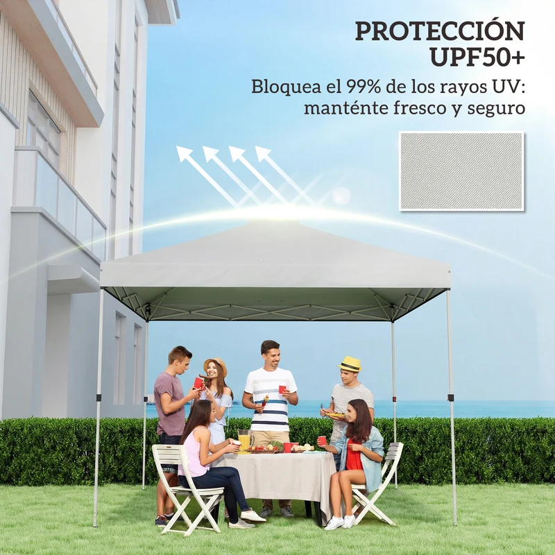 Outsunny Toldo de Pérgola de Recambio 3x3 m Techo de Repuesto para Carpa Plegable de Jardín de Tela Oxford 210D con 8 Orificios de Drenaje y Doble Ventilación Protección UV 50+ SOLO TOLDO Blanco