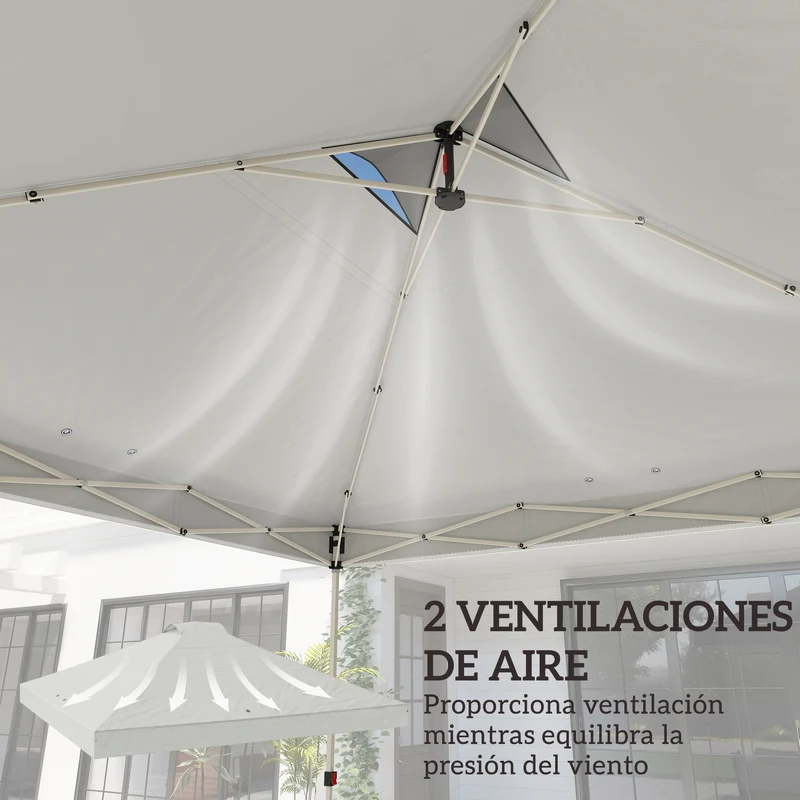 Outsunny Toldo de Pérgola de Recambio 3x3 m Techo de Repuesto para Carpa Plegable de Jardín de Tela Oxford 210D con 8 Orificios de Drenaje y Doble Ventilación Protección UV 50+ SOLO TOLDO Blanco