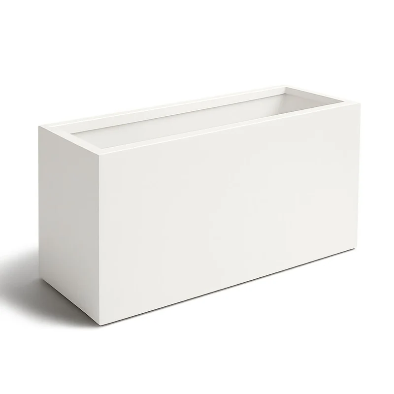 GARDRA Jardinière en polyester blanche pur 120x30x60 cm RAL 9010