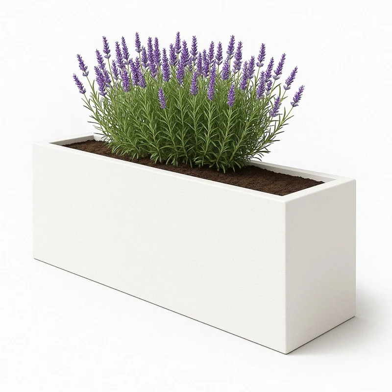 GARDRA Jardinière en polyester blanche pur 200x30x60 cm RAL 9010