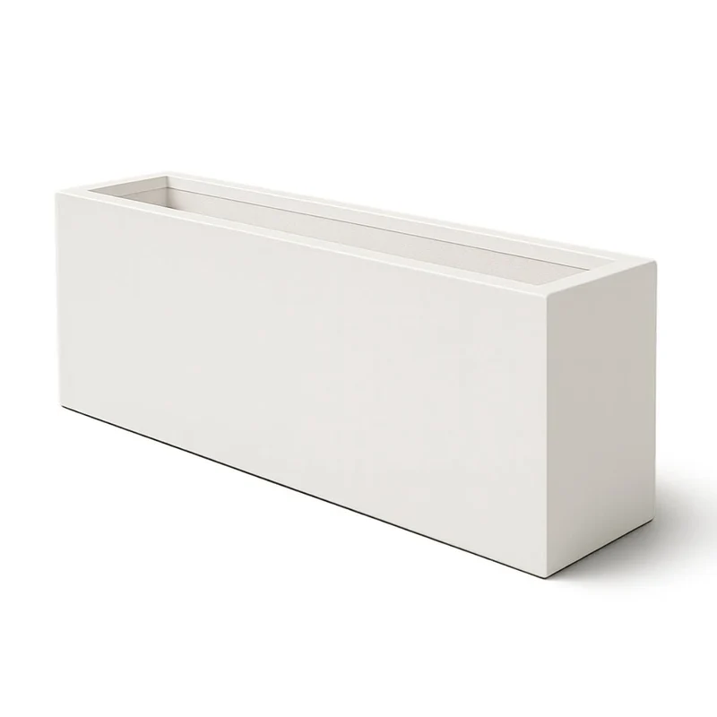 GARDRA Jardinière en polyester blanche pur 200x30x60 cm RAL 9010