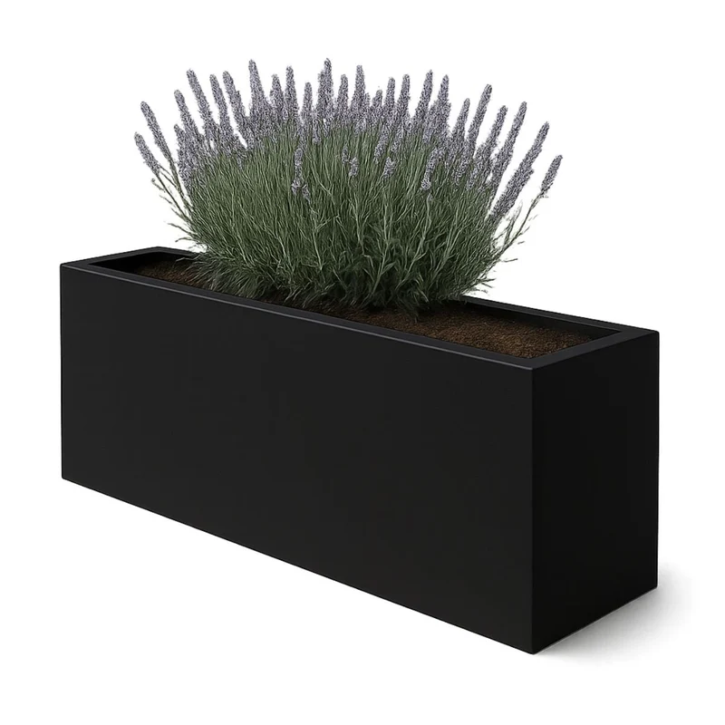 GARDRA Jardinière en polyester noire de jais 200x30x60 cm RAL 9005