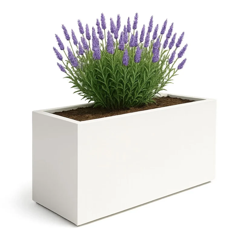 GARDRA Jardinière en polyester blanche pur 147x60x80 cm RAL 9010