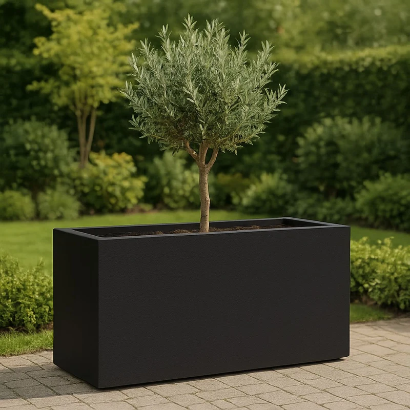 GARDRA Jardinière en polyester noire de jais 147x60x80 cm RAL 9005
