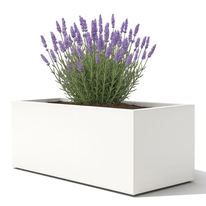 GARDRA Jardinière en polyester blanche pur 137x50x50 cm RAL 9010