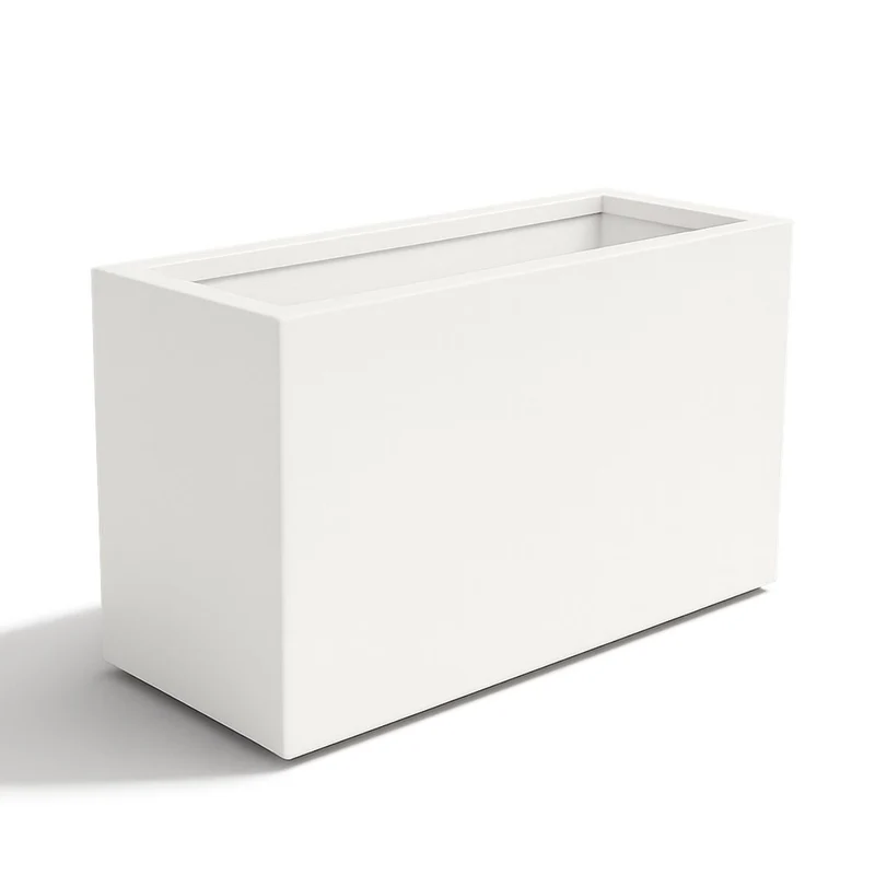 GARDRA Jardinière en polyester blanche pur 120x46x80 cm RAL 9010