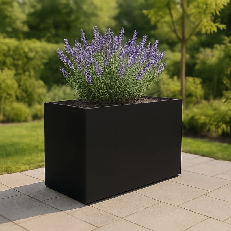 GARDRA Jardinière en polyester noire de jais 120x46x80 cm RAL 9005