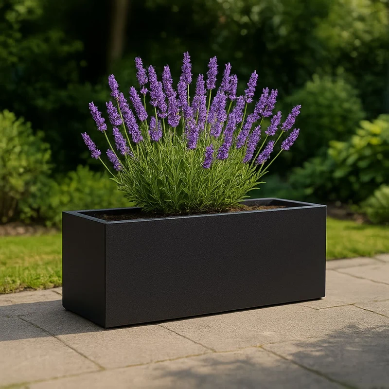 GARDRA Jardinière en polyester noire de jais 120x25x35 cm RAL 9005