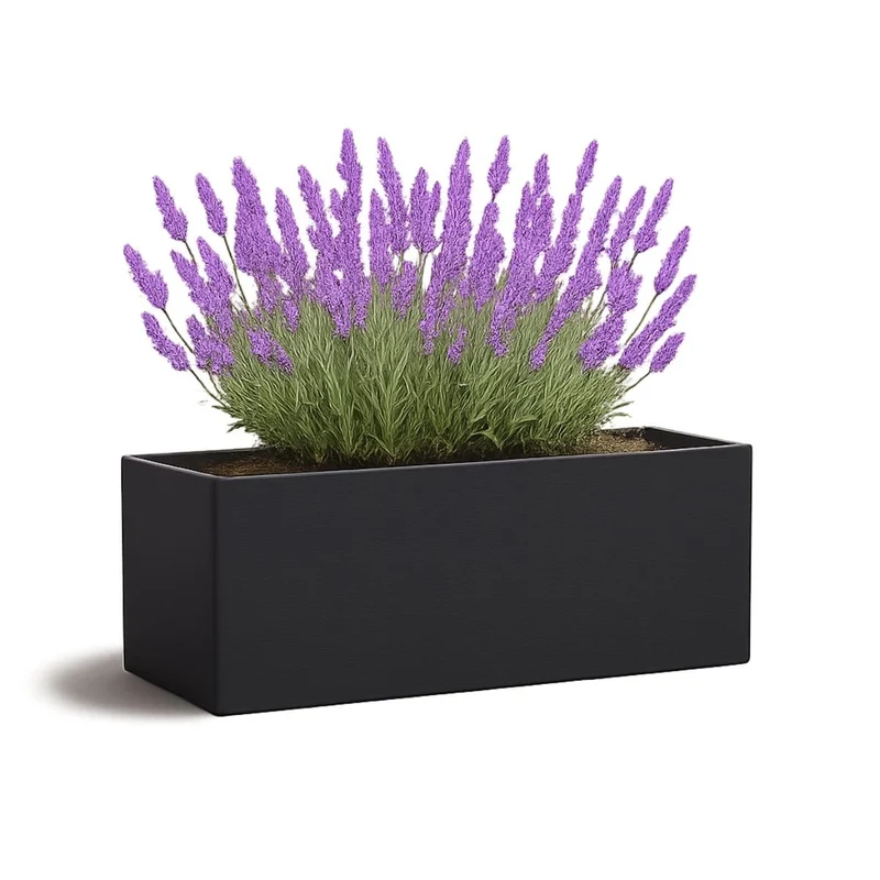 GARDRA Jardinière en polyester noire de jais 120x25x35 cm RAL 9005
