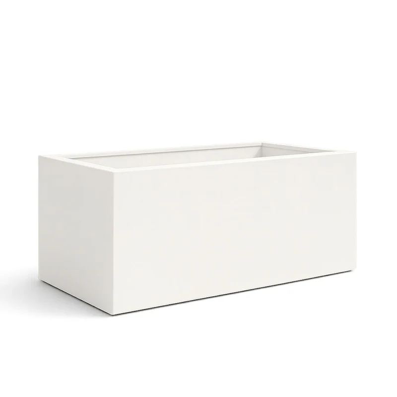 GARDRA Jardinière en polyester blanche pur 185x120x60 cm RAL 9010