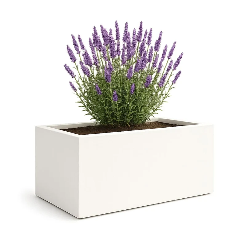 GARDRA Jardinière en polyester blanche pur 185x120x60 cm RAL 9010
