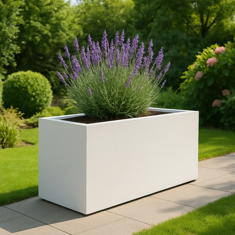 GARDRA Jardinière en polyester blanche pur 162x60x70 cm RAL 9010