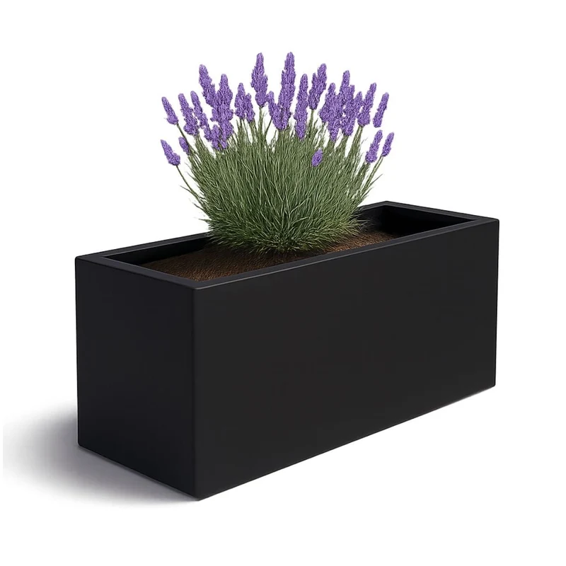 GARDRA Jardinière en polyester noire de jais 162x60x70 cm RAL 9005