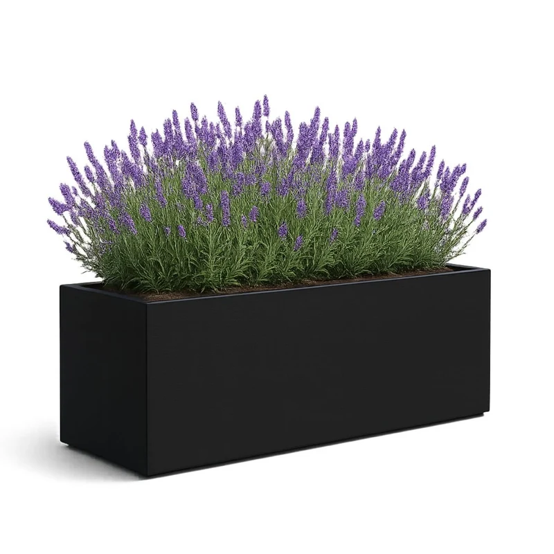 GARDRA Jardinière en polyester noire de jais 180x60x70 cm RAL 9005