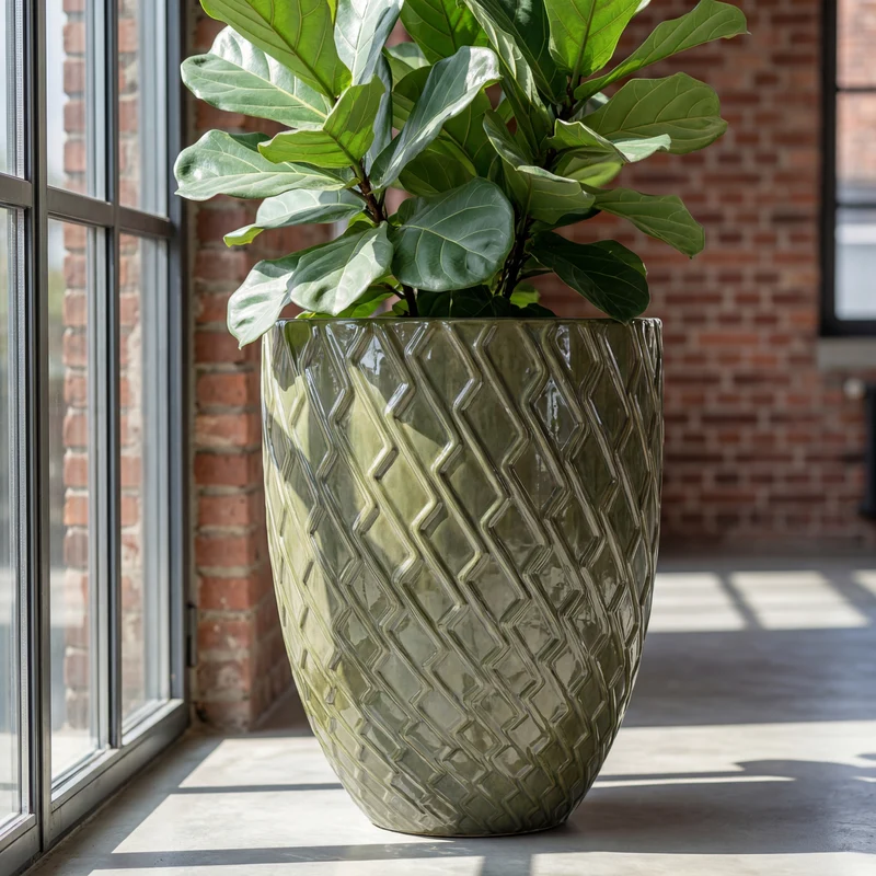 Pot ZEUS 42x54cm vert crème