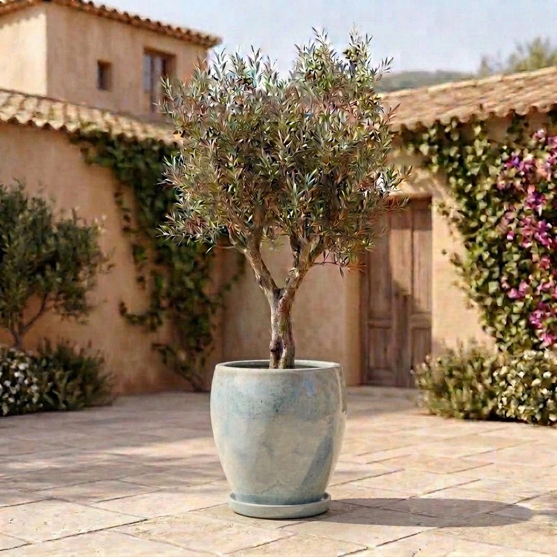 Soucoupe 32cm perle faite à la main en terre cuite émaillée