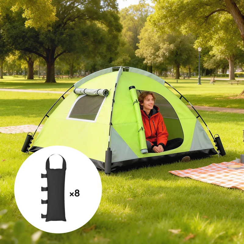Outsunny Pack 8 Pesos para Carpas, Bolsas de Pesos Pesas de Piernas para Cenador, Pabellón, Gazebo, de Tela Oxford 600D, Bolsas de Arena para Exteriores, sin Arena, Negro