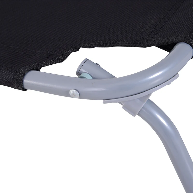 Outsunny Tumbona Plegable Tumbona Jardín Exterior con Respaldo Ajustable en 5 Posiciones y Estructura Metálica Carga 120 kg para Terraza Piscina Playa 187x55x24 cm Negro