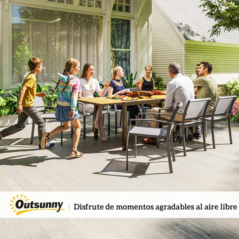 Outsunny Mesa de Jardín Extensible, Mesa de Comedor Exterior Extensible 160/240x90 cm, con Borde de Aluminio, Carga 70 kg, Mesita Rectangular para 6-8 Personas, para Patio, Terraza, Marrón