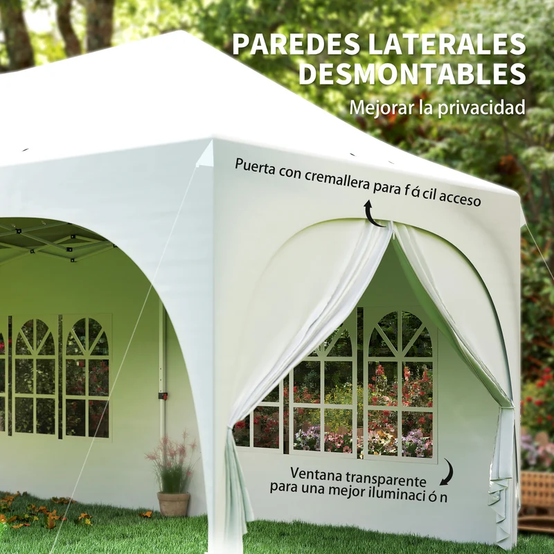Outsunny Carpa Plegable 6x3 m, Pop-up, con 6 Laterales Extraíbles, Cenador de Jardín con Altura Ajustable, Ventanas, Bolsa de Transporte, UPF30+, Gazebo para Camping, Fiestas, Exterior, Gris Claro