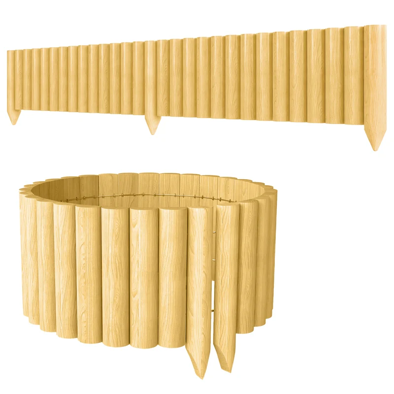 Outsunny Valla de Jardín de Madera, 176x38 cm, Valla de Jardín Exterior Decorativa, Resistente y Fácil de Instalar, para Huerto, Patio, Terraza, Césped, Natural