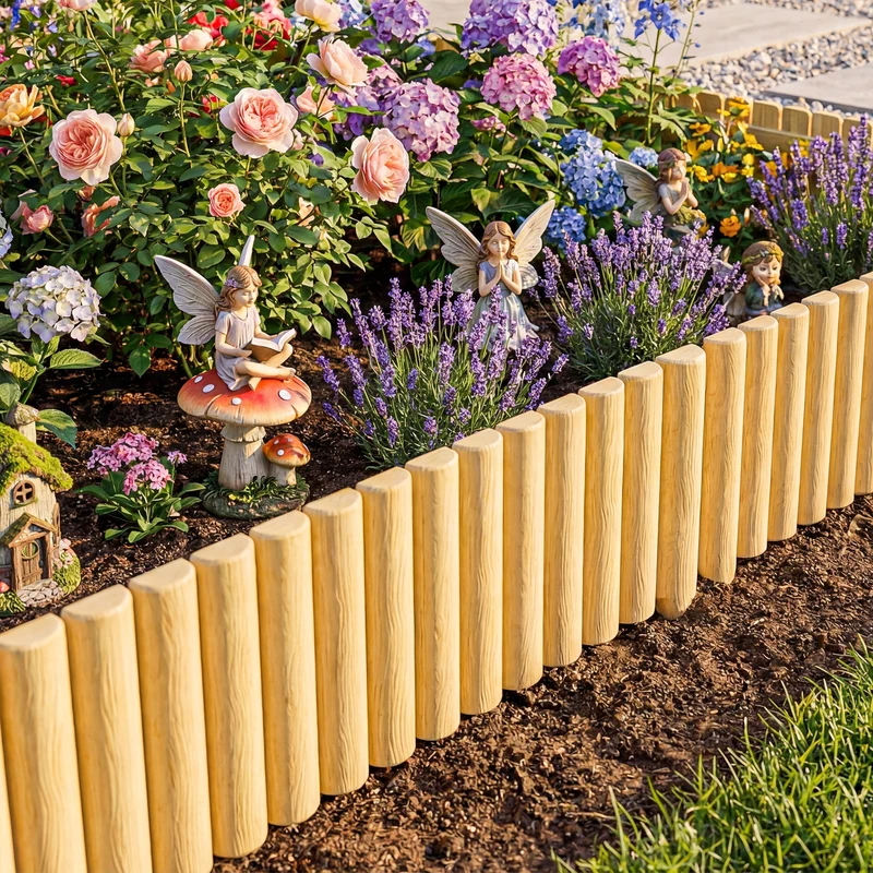 Outsunny Valla de Jardín de Madera, 176x38 cm, Valla de Jardín Exterior Decorativa, Resistente y Fácil de Instalar, para Huerto, Patio, Terraza, Césped, Natural