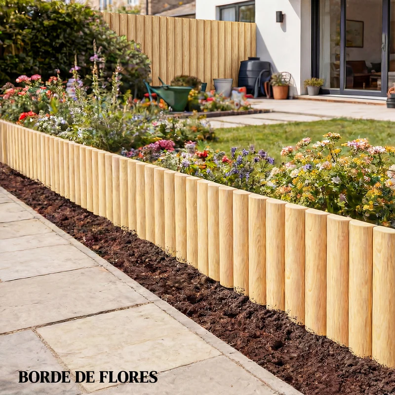 Outsunny Valla de Jardín de Madera, 176x38 cm, Valla de Jardín Exterior Decorativa, Resistente y Fácil de Instalar, para Huerto, Patio, Terraza, Césped, Natural
