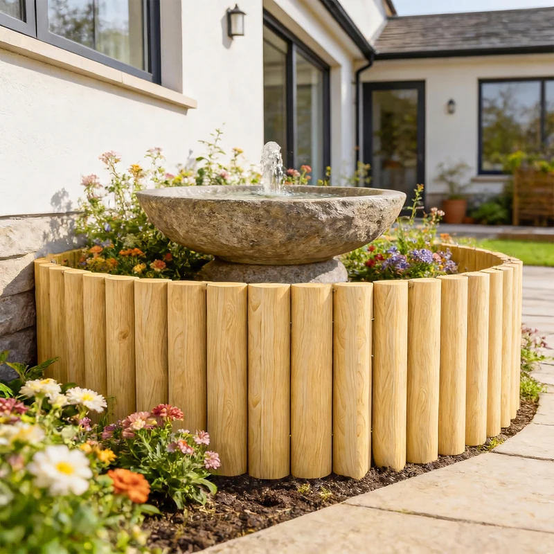 Outsunny Valla de Jardín de Madera, 176x38 cm, Valla de Jardín Exterior Decorativa, Resistente y Fácil de Instalar, para Huerto, Patio, Terraza, Césped, Natural