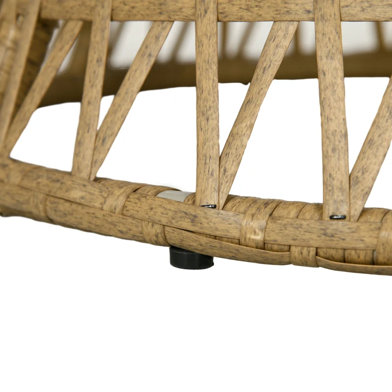 Outsunny Sillón Papasan Giratorio 360° de Ratán Sintético, Silla Redonda de Mimbre PE con Cojín y Marco de Acero, Resistente a Intemperie, Carga 120 kg, para Jardín, Terraza, 85x70x82 cm, Amarillo