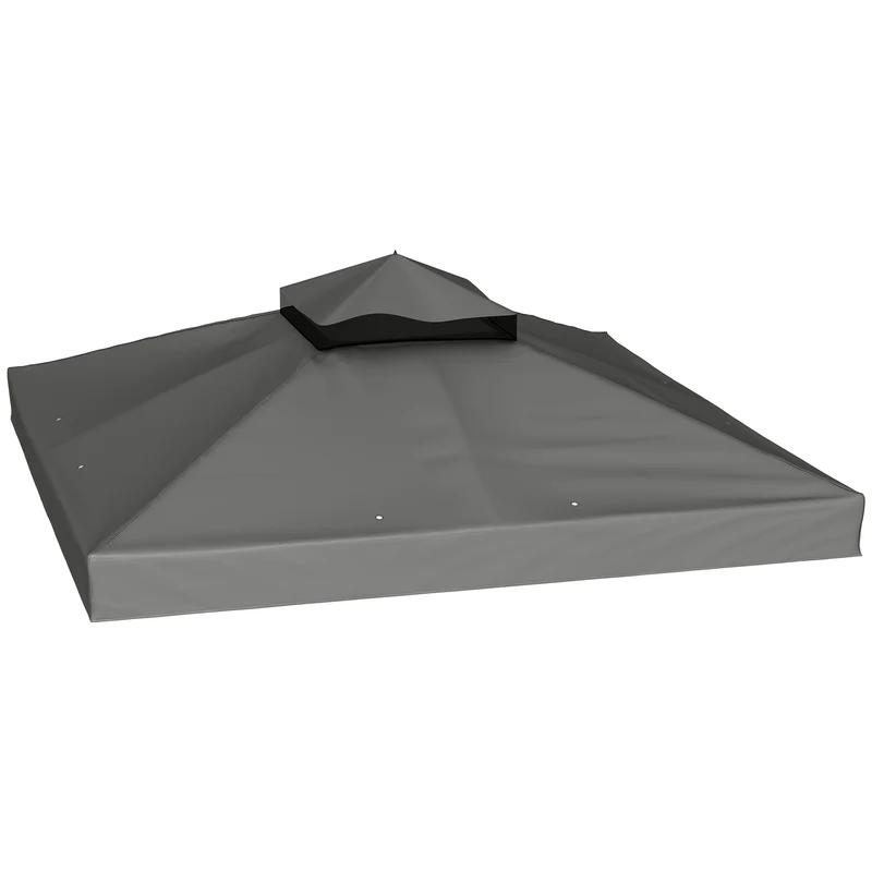 Outsunny Techo de Repuesto para Cenador, 3x3 m, Cubierta de Repuesto con Techo Doble, Orificios de Drenaje y Protección UPF30+, SOLO Toldo de Recambio para Pabellón Gazebo, Gris Oscuro