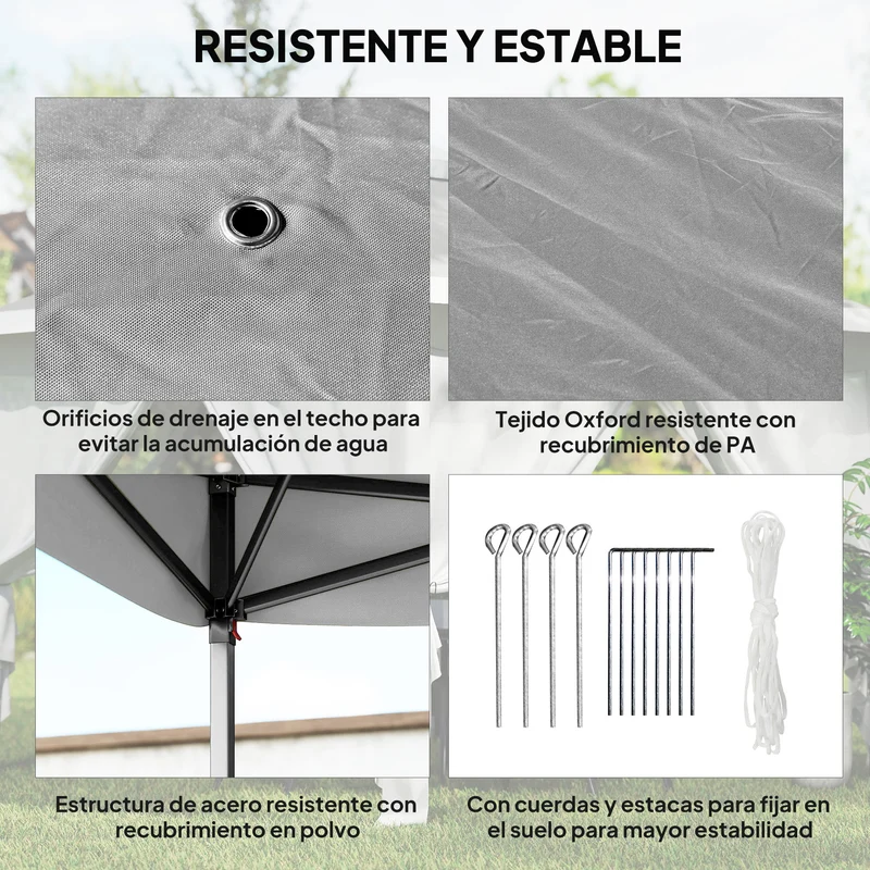 Outsunny Carpa Plegable 3,3x3,3 m Pop-up, Cenador de Jardín con Altura Ajustable 3 Niveles, Doble Techo, 4 Mosquiteras Extraíbles y Bolsa Transporte, Impermeable, Anti-UV para Exterior, Gris Oscuro