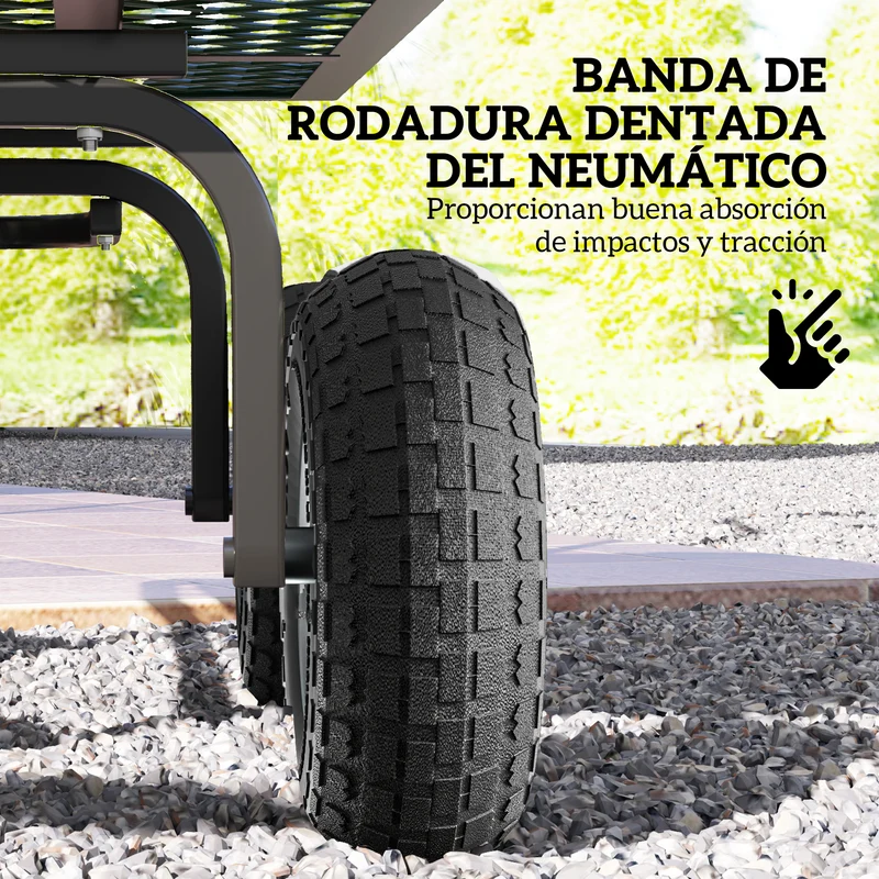 Outsunny Juego de 4 Ruedas para Carretilla, Neumáticos de Goma Ø255 x 75 mm, Ruedas de Repuesto, Eje de 16 mm, Carga 80 kg, para Carros de Mano y Carritos de Jardín, Negro