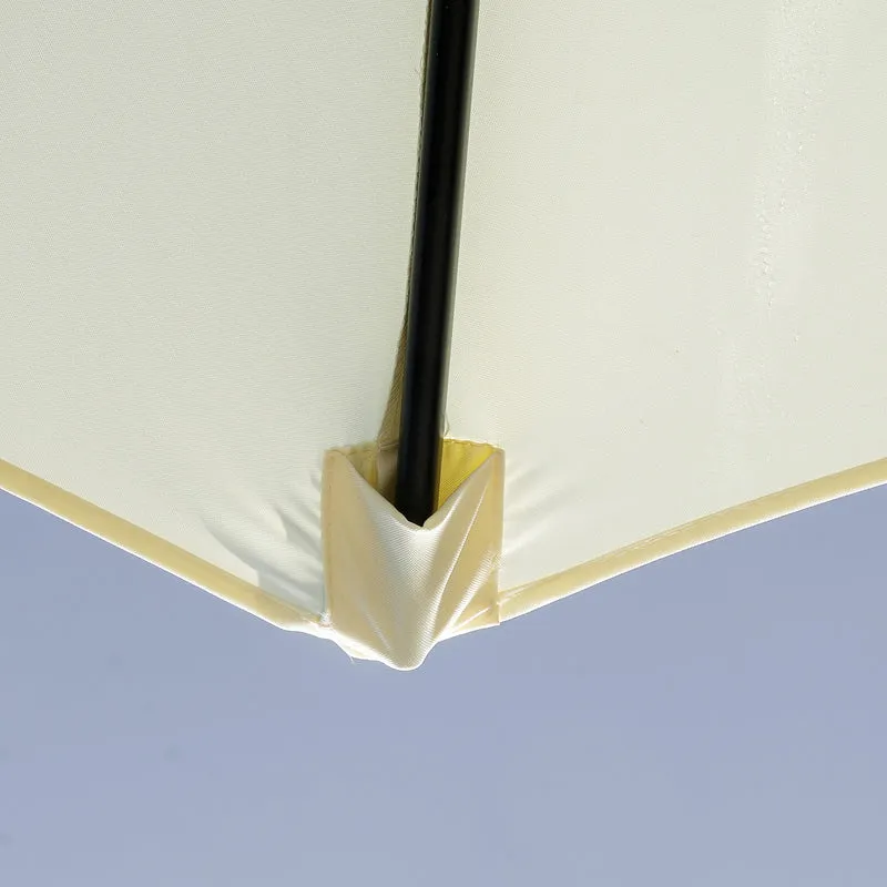 Outsunny Sombrilla de Jardín Ø295x250 cm con Manivela Parasol Exterior con Mecanismo de Inclinación y Poste Desmontable de Metal para Terraza Piscina Patio Beige