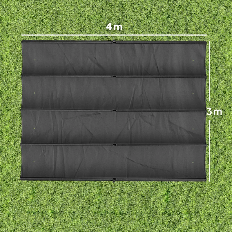 Outsunny Techo de Pérgola 4 x 3,5 m, Techo de Repuesto Retráctil para Marco de Pérgola de 4x3 m, UV30+, Toldo de Tela Solo para Cenador Jardín con 8 Orificios de Drenaje, Gris Oscuro