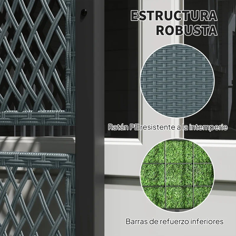 Outsunny Jardinera con Enrejado de Ratán, Jardinera Exterior Grande para Plantas Trepadoras, Maceta con Forro, para Jardín, Patio, Terraza, 90x35x148 cm, Gris Oscuro