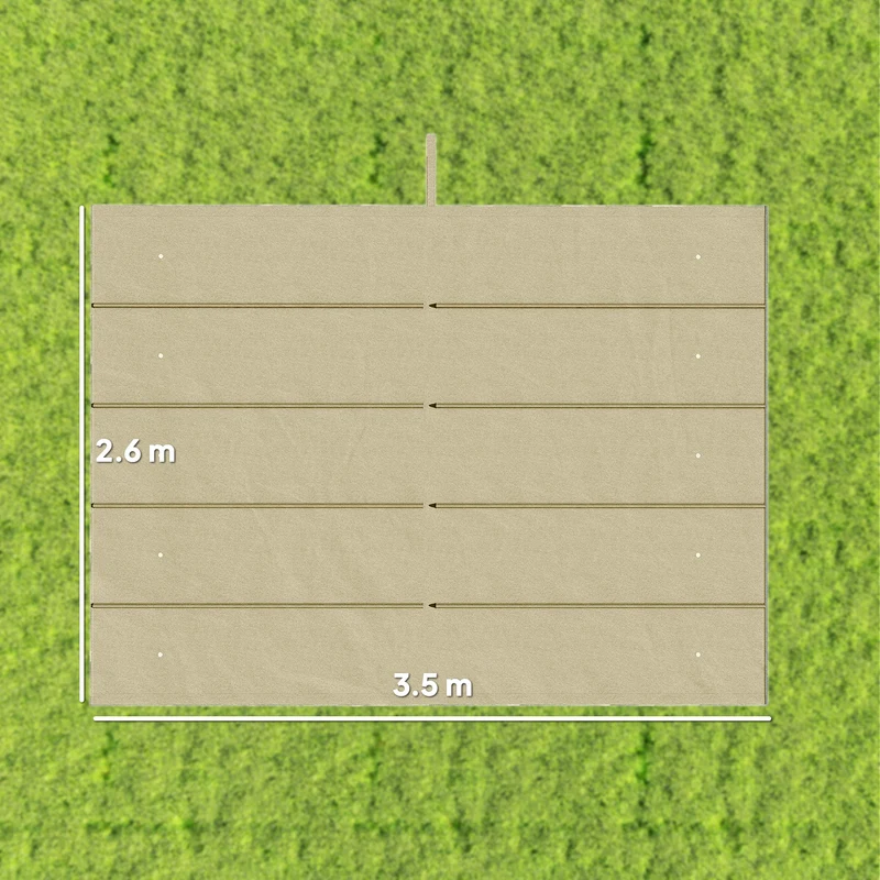 Outsunny Techo de Pérgola 3,5x2,6 m, Techo de Repuesto Retráctil para Marco de Pérgola de 4x3 m, UV30+, Toldo de Tela Solo para Cenador Jardín con 10 Orificios de Drenaje, Beige