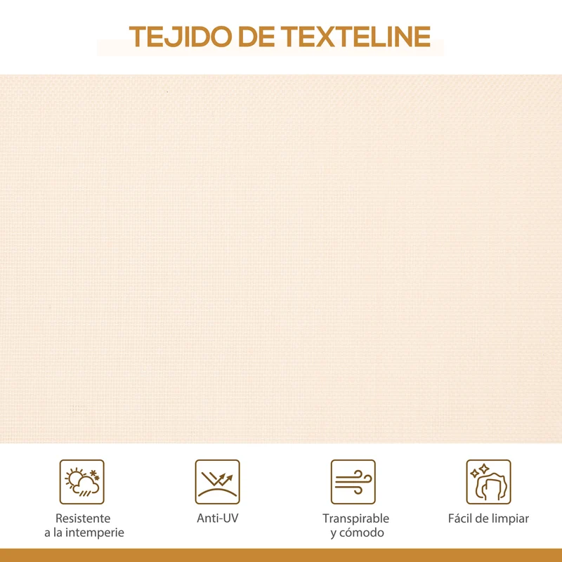 Outsunny Columpio de Jardín Exterior de 3 Plazas con Toldo Reclinable, Balancín de Jardín Exterior con Respaldo Transpirable y Marco de Acero, para Terraza Balcón, 175x118x159 cm, Beige