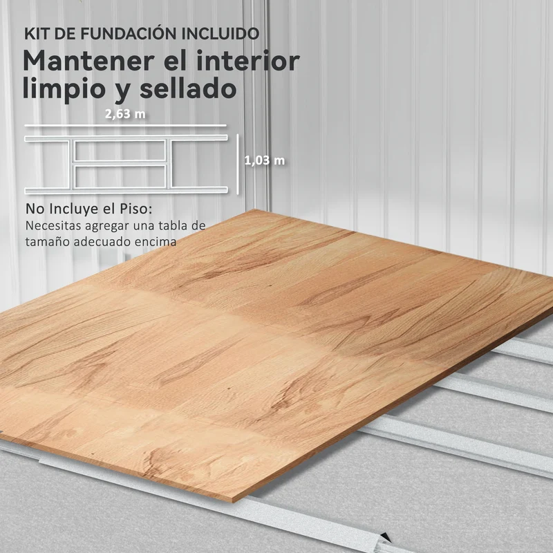 Outsunny Caseta de Jardín Exterior, 4,9 m², 277x195x192 cm, Cobertizo de Jardín Exterior Metálico con Claraboya de Fibra de Vidrio, Puerta Corredera, Ventilación y Kit de Fundación, Gris Oscuro
