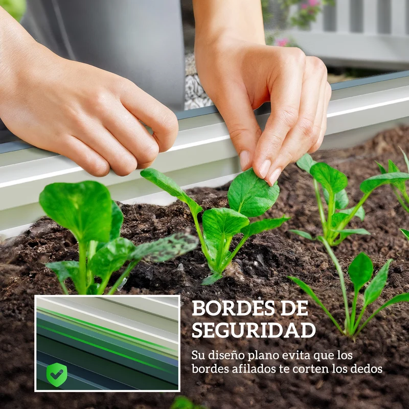 Outsunny Juego de 2 Jardineras Exterior Grandes de Acero Galvanizado, Huertos Urbanos, Maceteros Exterior Elevados para Plantas, Flores, Terraza, Jardín, Resistente a la Intemperie, 110x50x30 cm Verde