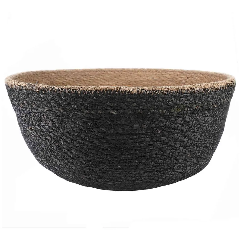 Maceta Con Asas Negro Ø 45 X 36 Cm 100% Hierba Marina