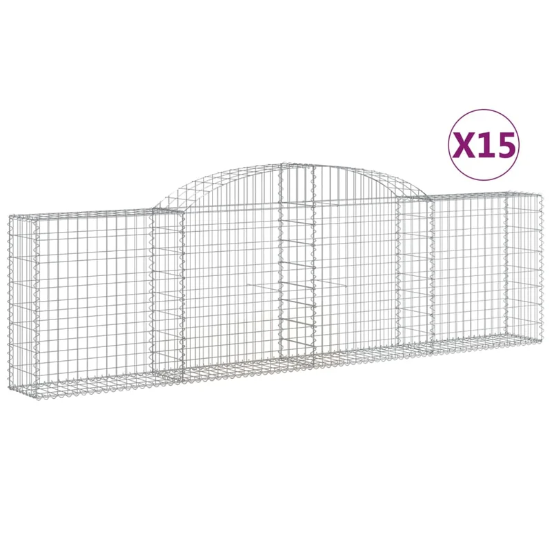 Cestas De Gaviones 15 Uds Forma De Arco Hierro 300x30x80/100 Cm