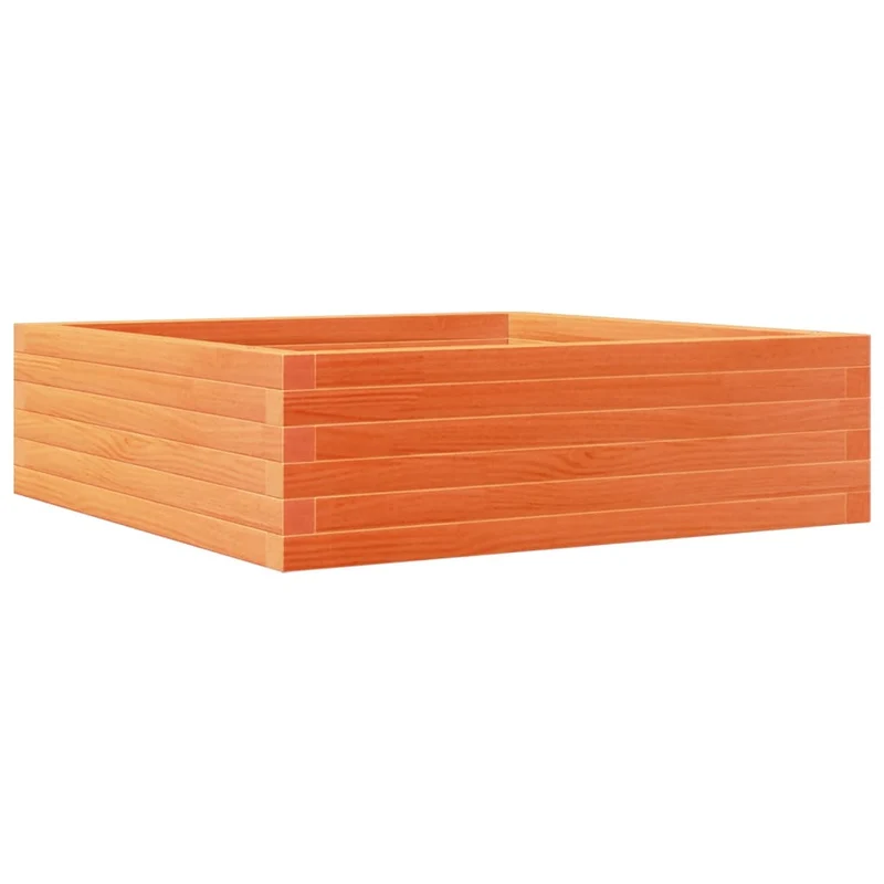 Jardinera De Madera Maciza Pino Marrón Cera 80x80x23 Cm