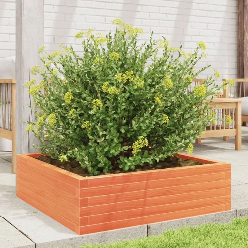 Jardinera De Madera Maciza Pino Marrón Cera 80x80x23 Cm