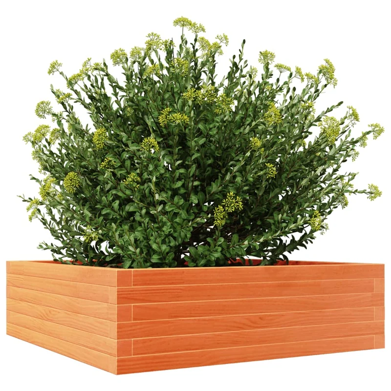 Jardinera De Madera Maciza Pino Marrón Cera 80x80x23 Cm