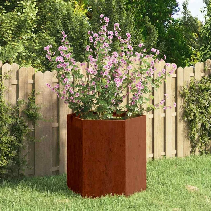 Jardinera De Acero Corten Oxidado 40x40x45 Cm