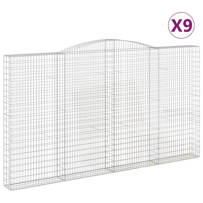 Cestas De Gaviones 9 Uds Forma De Arco Hierro 400x30x220/240 Cm