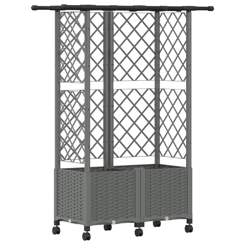 Cama Elevada Con Trellis Y Techo Gris Claro 124 X 40 X 142 Cm