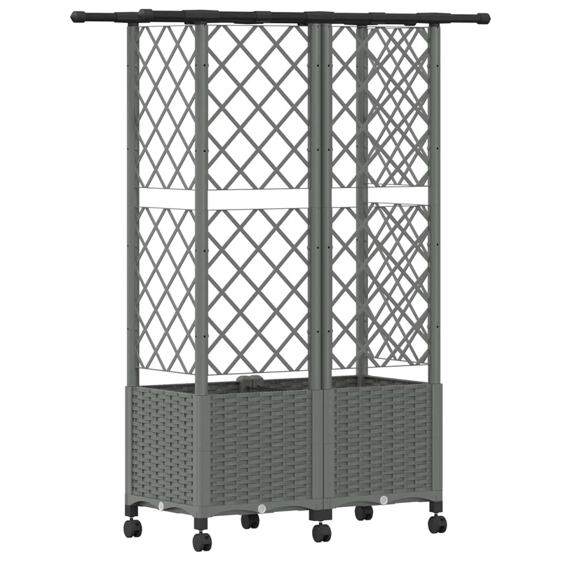 Cama Elevada Con Trellis Y Techo Gris Claro 124 X 40 X 142 Cm